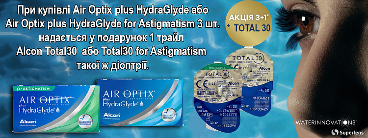 Alcon Air Optix plus HydraGlyde + Total30