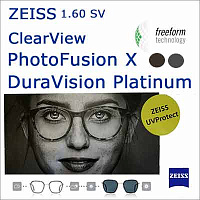 Фотохромна лінза  ZEISS Single Vision ClearView 1.6 PhotoFusion X DuraVision Platinum UV Фотохромна лінза  ZEISS Single Vision ClearView 1.6 PhotoFusion X DuraVision Platinum UV