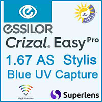 Essilor 1.67 AS Stylis Blue UV Capture Crizal Easy Pro Лінзи для окулярів Essilor 1.67 AS Stylis Blue UV Capture Crizal Easy Pro Лінзи для окулярів