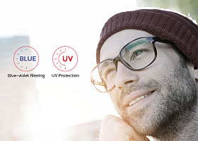 Линзы с защитой от синего спектра Shamir 1.61 Blue Zero Glacier Plus  Линзы с защитой от синего спектра Shamir 1.61 Blue Zero Glacier Plus