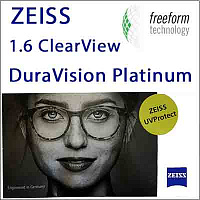 Лінзи для окулярів  Zeiss Single Vision ClearView 1.6 DuraVision Platinum UV Лінзи для окулярів  Zeiss Single Vision ClearView 1.6 DuraVision Platinum UV