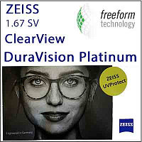 Витончені лінзи для окулярів ZEISS Single Vision ClearView 1.67 DuraVision Platinum UV Витончені лінзи для окулярів ZEISS Single Vision ClearView 1.67 DuraVision Platinum UV